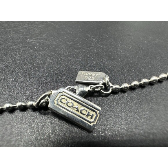 Vintage COACH Sterling Silver C Logo Tag Pendant Necklace Rare 28” Long - Picture 8 of 11